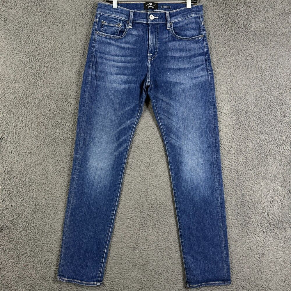 7 For All Mankind Jeans Mens 33x34 Blue Slimmy Luxe Performance Stretch Denim